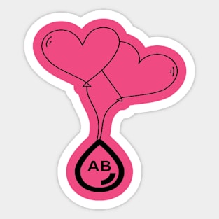 Heart with Blood Group AB Sticker